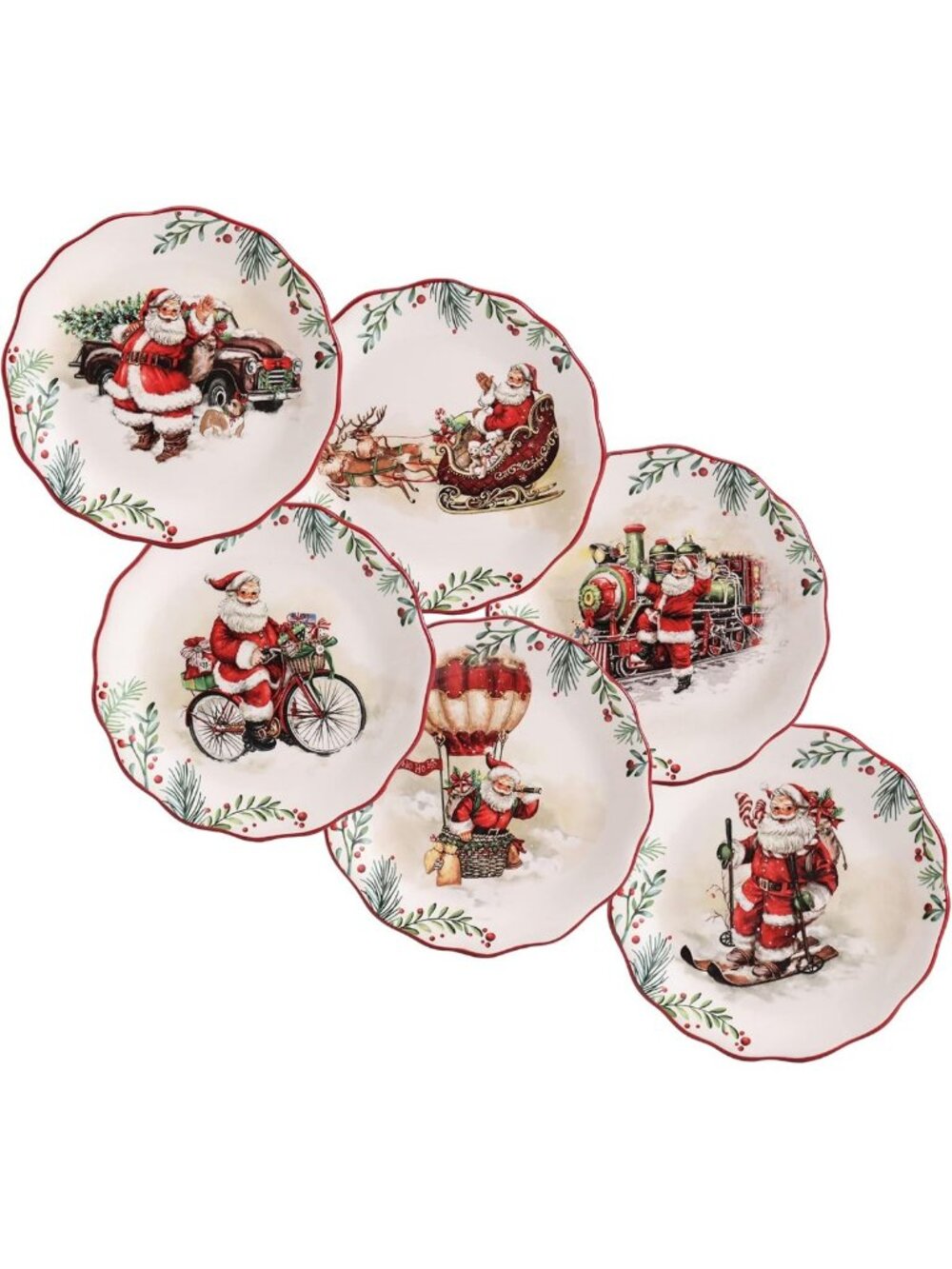Set of 6 Scalloped Ceramic Dessert Plates - 6 Inch Appetizer Plates for Snacks